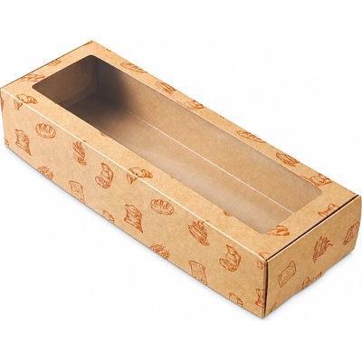 Cake Star obdélníková krabice hnědá s okénkem 35x12x6,5