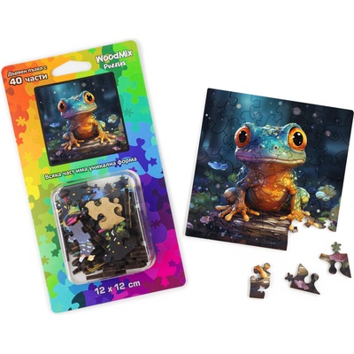 WoodMix Puzzles Дървен пъзел WoodMix, Животни, 40 части - Жаба (WM-P40-0037)