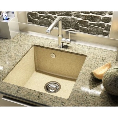 FAT Гранитна мивка за кухня Фат 222, еднокоритна за три вида монтаж 46 х 46 см