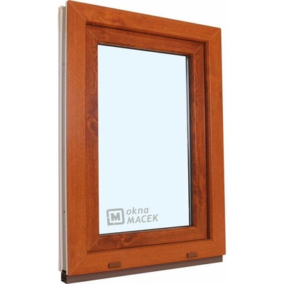 KÖMMERLING Plastové okno - 70 AD, 900x1500 mm, OS, zlatý dub levé (OSl), ornamentální (kůra čirá), zlatý dub/bílá