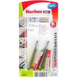 Fischer УНИВЕРСАЛЕН ДЮБЕЛ С ВИНТ Ф8x40ММ 2 БРОЯ fischer duopower А2 s (4048962240160)