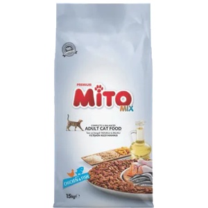 Mito cat adult mix chicken & fish - суха храна за пораснали котки от всички породи, над 1 година - пилешко месо и риба, Турция - 15 кг