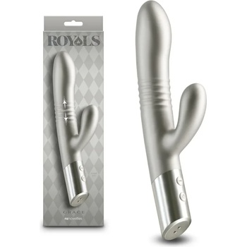 Image 1 of Вибратор с клитор стимулатор, тласкащ, 24, 3см. - Royals Grace Metallic (NSTOYS1094)