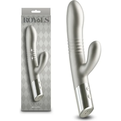 Вибратор с клитор стимулатор, тласкащ, 24, 3см. - Royals Grace Metallic (NSTOYS1094)