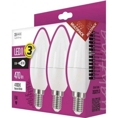 Emos LED Classic Candle E14 4,5W neutrálna biela 3ks