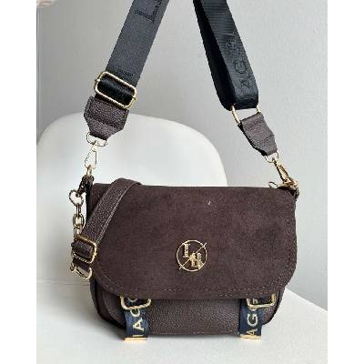 Laura Biaggi Tmavohnedá crossbody kabelka s dvoma ramienkami