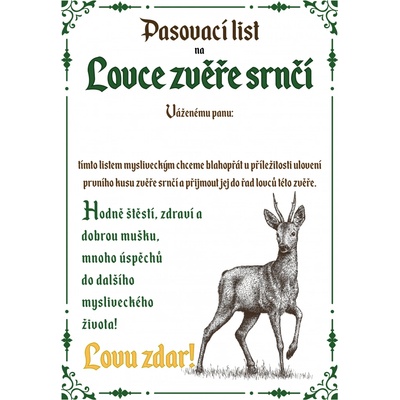 Pasovací list na lovce zvěře jelení sika – Zboží Dáma
