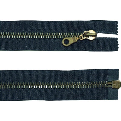 Kovový zip no.8 rozepínací 80cm tmavě modrý (staromosazné zoubky) silný zip