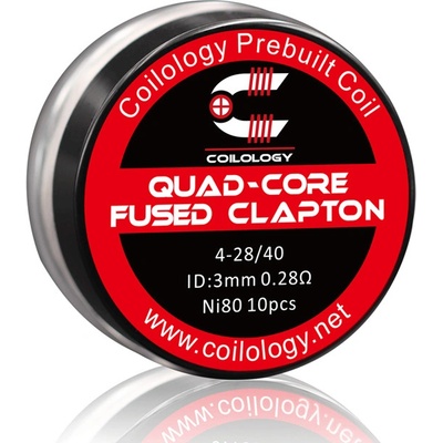 Coilology Předmotané spirálky Quad-Core Fused Clapton Ni80 0,28ohm 10ks