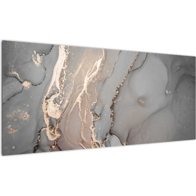 Obraz - Šedo-zlatý mramor, jednodílný 100x40 cm