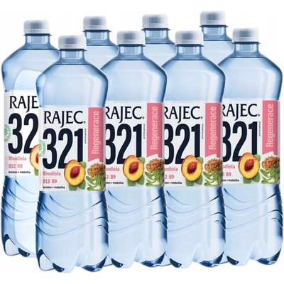 Rajec 321 Ochucená voda broskev meduňka jemně perlivá 8 x 0,75 l
