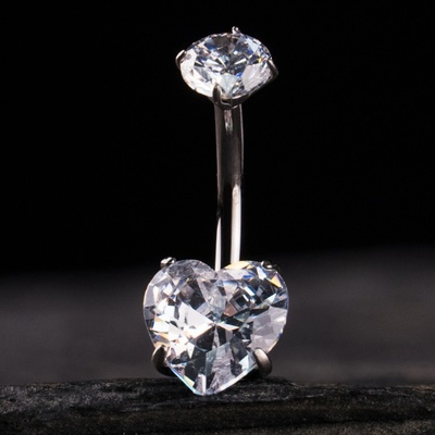 CryptoEshop Titanový piercing do pupíku ve tvaru srdce Pure Heart 1,6 mm 10 mm W76-10