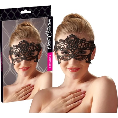 Еротична маска с бродерия, черен цвят - Embroidered Mask 2 (COTEL05479)