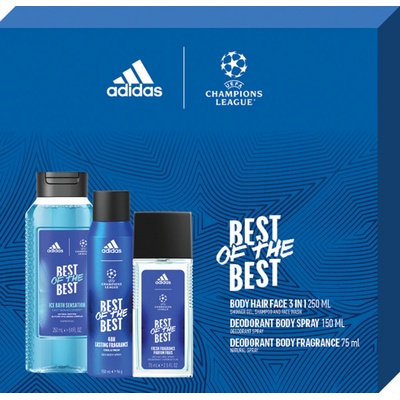 Adidas UEFA Champions League Best of The Best parfumovaný dezodorant 75 ml + sprchový gél 250 ml + dezodorant v spreji 150 ml