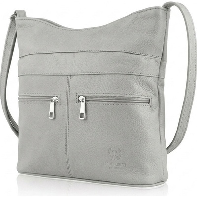 Sivá dámska kožená crossbody kabelka Almira