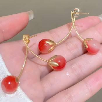 HARAHU Обеци JU-36526 cherry - Червена KP36526 (JU-36526)