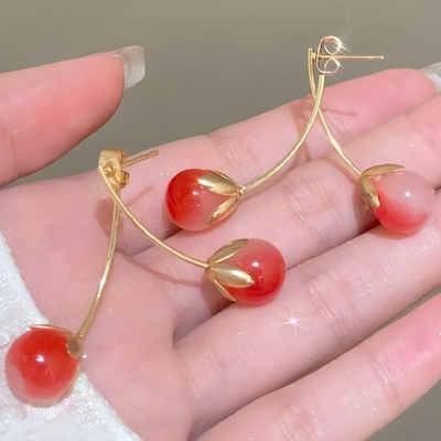 HARAHU Обеци JU-36526 cherry - Червена KP36526 (JU-36526)