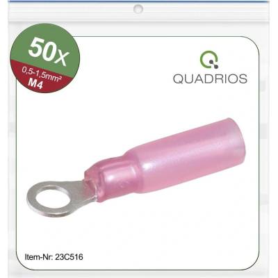 Quadrios 23C516 guľaté káblové oko Prierez=1.5 mm² Ø otvoru=4.3 mm čiastočne izolované červená 50 ks