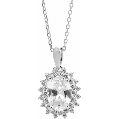 JSB Bijoux Velký zdobený ovál z Kubických zirkonů Crystal 92300592cr (Ag925/1000, 2,88 g)