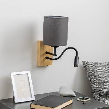 Brilagi - LED Аплик NUBILA WOOD 1xE27/25W/230V + LED/3W дъб/антрацит (BG1564G)