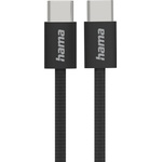 Hama Кабел за зареждане "Fabric", USB-C - USB-C, 1 m, Nylon, черен (HAMA-195002) - pcbuild