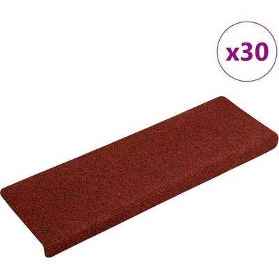 vidaXL Schodové rohože samolepicí 30 ks 65 x 21 x 4 cm bordó červená s obdélníkovým okrajem