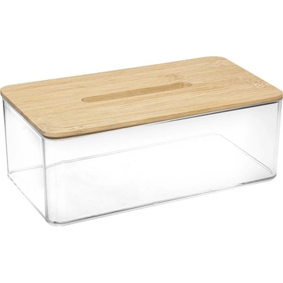 5five Simply Smart Box na kapesníky Selena, 25,3x9,3x13,3 cm, čirá/s dřevěnými prvky