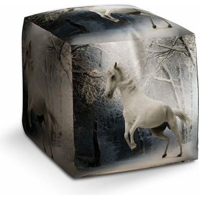 Sablio Taburet Cube Bílý kůň: 40x40x40 cm