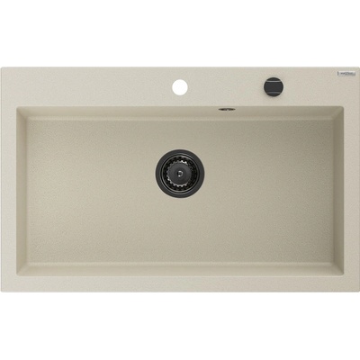 Mexen Elix еднокоморна мивка от гранит 800 x 500 mm, бежова, черен сифон - 6527801005-69-B (6527801005-69-B)