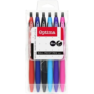 Optima Комплект химикалки optima с бутон 521 в смесени цветове 6 бр. 100918 (100918)