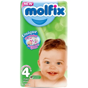 Molfix Бебешки памперси Molfix Jumbo 4+ от 54бр. от 9 до 16кг (m-7502-4+)