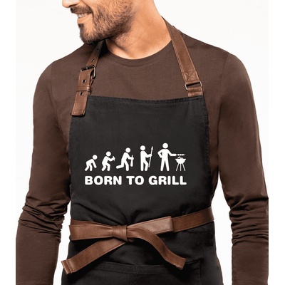 Kariban Zástěra na grilování Exclusive Born to Grill Černošedá