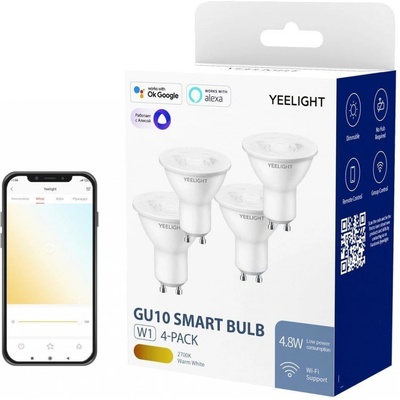 Yeelight GU10 Smart Bulb W1 žárovka stmívatelná bílá 4 ks