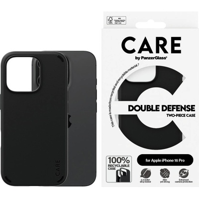 Panzer Калъф CARE - Double Defence, iPhone 16 Pro, черен (5715685003967)