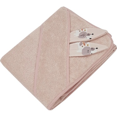 EKO Osuška na kúpanie s uškami bavlnená My Farm Powder pink 100x100 cm