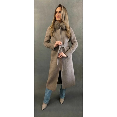 Max Original Leather Vlnený kabát s kožušinou KSH21-2918A brown