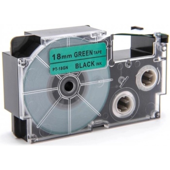 Pro Casio Съвместима лента с Casio XR-18GN1, 18mm x 8m черен печат / зелен фон (XR18GN)