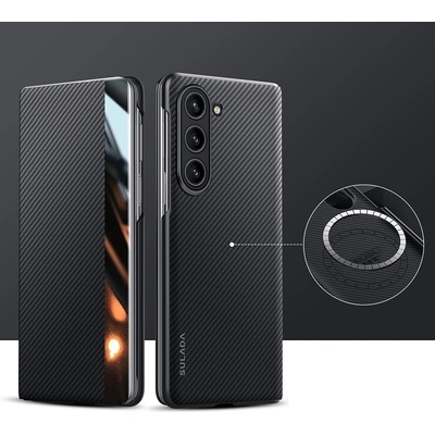 Samsung Калъф SULADA Kevlar за Samsung Galaxy Z Fold5 - смарт капак с прозорец, кожена текстура и магнитна функция, различни цветове