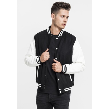 Urban Classics Мъжко колежанско яке Urban Classics blk/wht с кожени ръкавиTB201 SALE - , размер XL