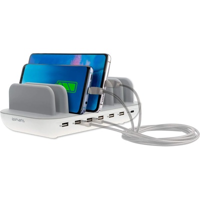 4smarts Charging Station Office 60W - док станция с 6xUSB и 1xUSB-C гнезда за зареждане таблети и смартфони (бял)