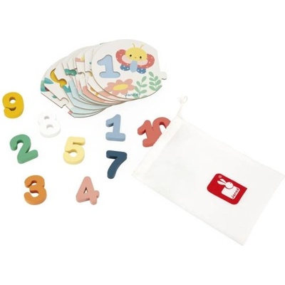 Janod Дървен пъзел за деца Числа Pure