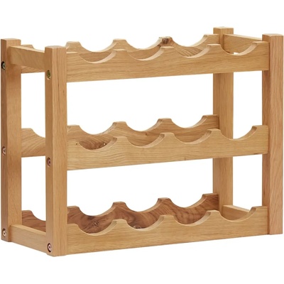 vidaXL Стойка за вино за 12 бутилки, 47x21x36 см, дъбов масив (289202)