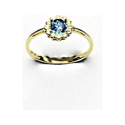 Čištín Zlatý prsten žluté i bílé zlato přírodní topaz swiss čiré zirkony T 1495