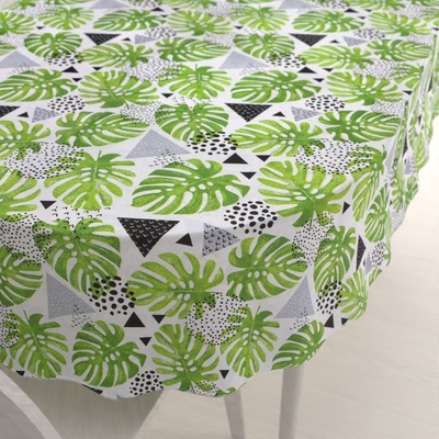 Biante bavlna oválny obrus Sandra SA-175 Zelené listy Monstera 120x180cm