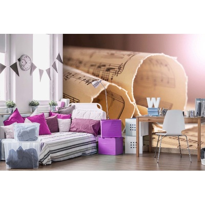 DIMEX ART Самозалепваща се флизелинова фототапета ретро ноти 375 x 250 см