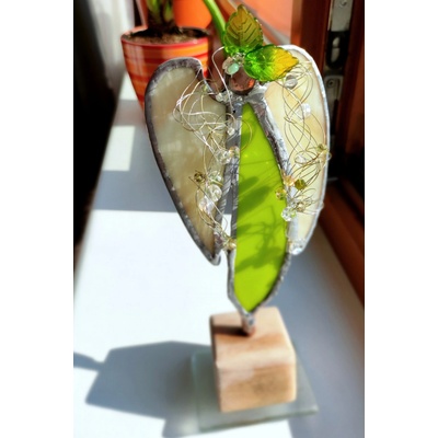 Tiffany vitráž anděla – Nebeský ochránce, ručně vyráběná skleněná dekorace 20cm – Hledejceny.cz