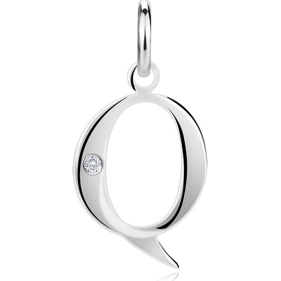 Šperky Eshop Diamantový přívěsek ze stříbra velké písmeno Q kulatý briliant X21.13