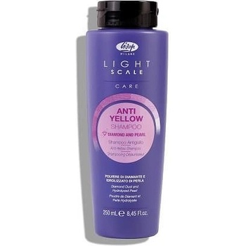 Lisap Milano Антижълт виолетов шампоан с диамантен прах и хидролизирани перли за руси, изсветлени и посивели коси Lisap Light Scale