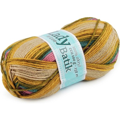 Pletací příze Lady Batik de Luxe 100 g Varianta: 1 (600) fialová hořčicová, Balení: 1 ks 57430/146172/264041