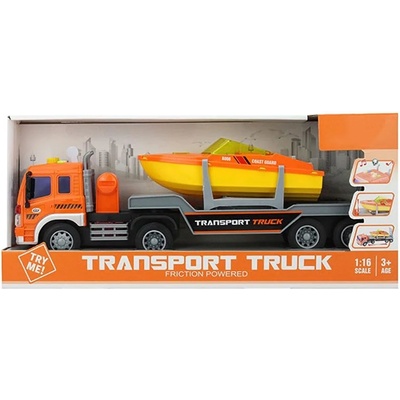 Ocie Игрален комплект Ocie - Камион с платформа и лодка, City Service (OTB0583300)